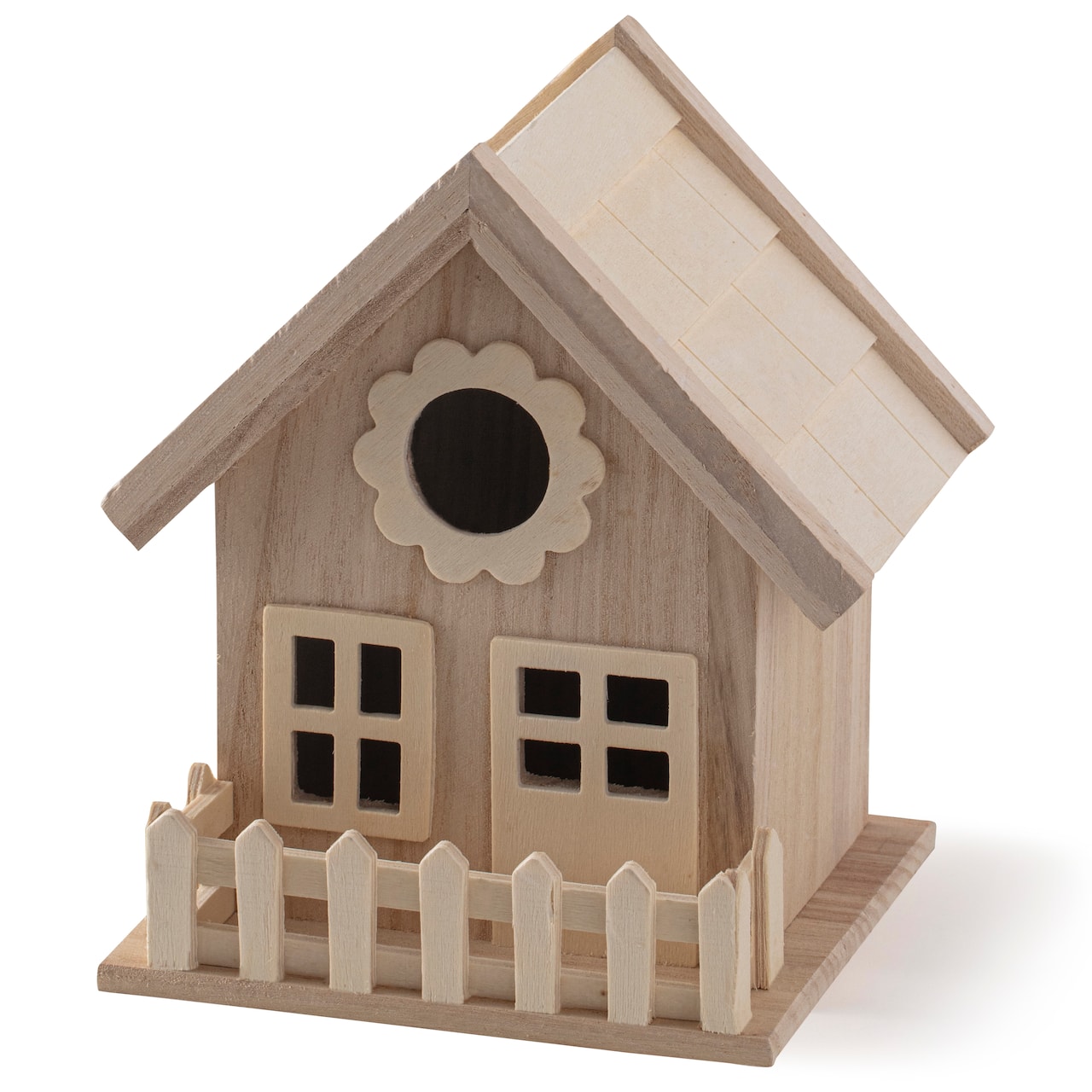 Wood Birdhouse with Fence by ArtMinds®